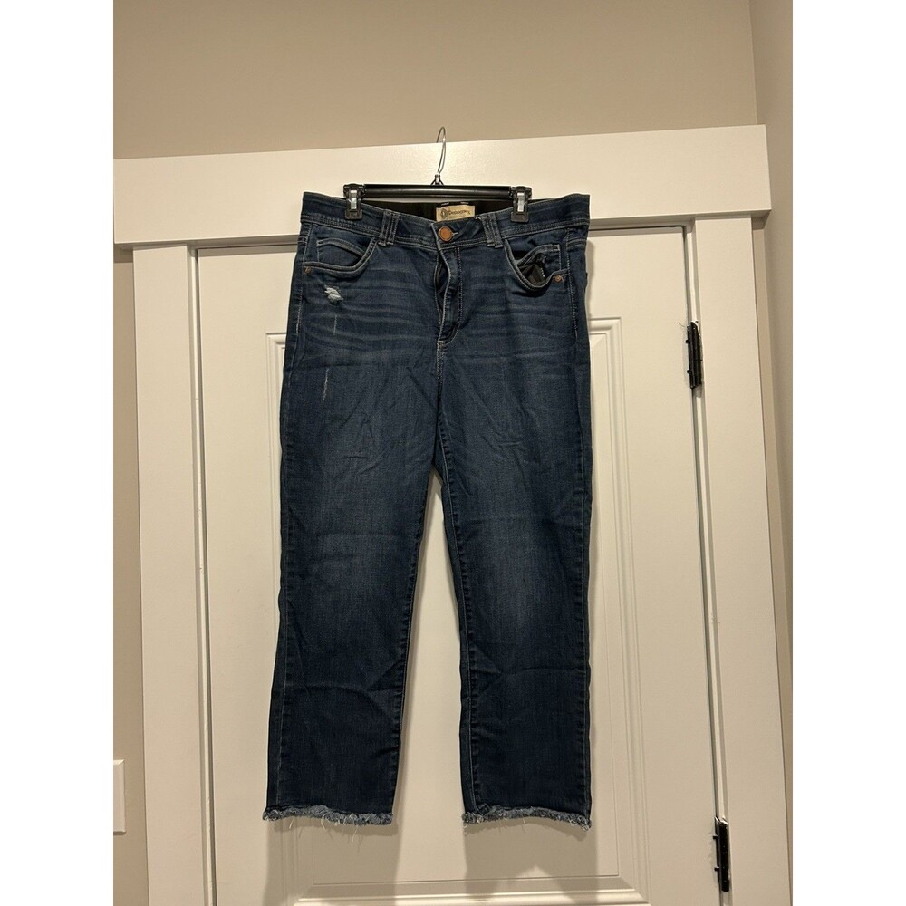 Democracy Boyfriend Stretchy Jeans Dark Wash Stretch Light Distressing Size 16